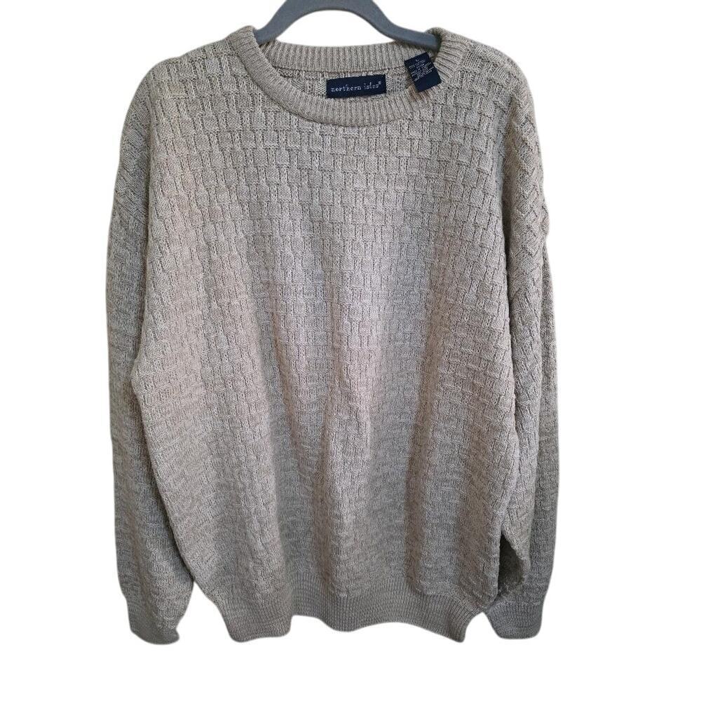 Men's Vintage Northern Isles 100% Cotton Sweater Light Oatmeal Cottage Large